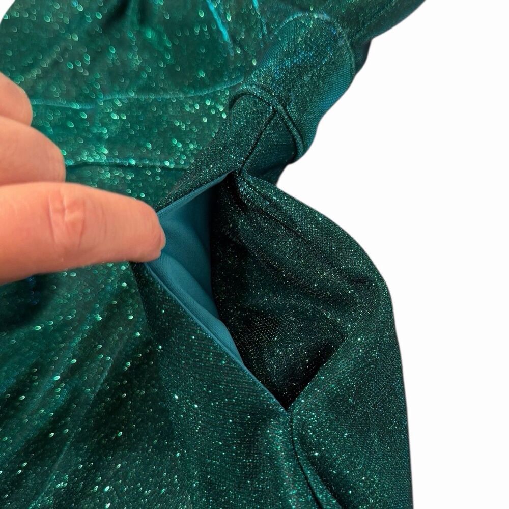Green Iridescent Glitter Dress Womens Size 11 Fit Flare Party Homecoming Prom - Picture 9 of 15